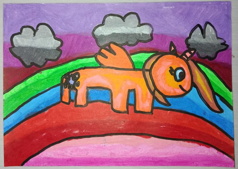 Unicorn Sedang Mencari Temannya yang Sembunyi di Belakang Awan