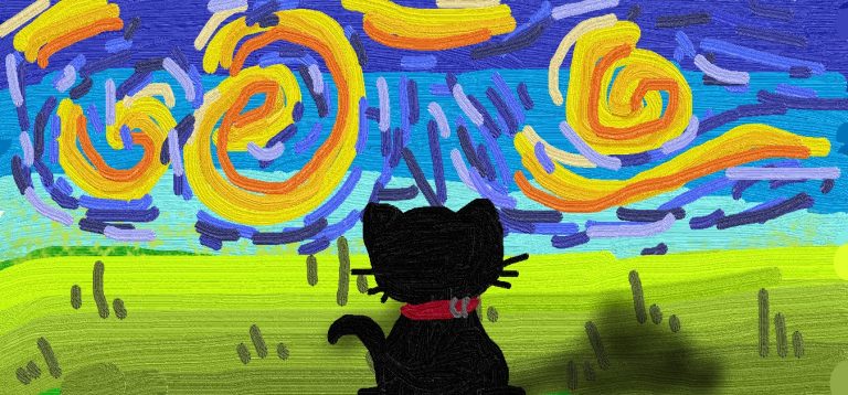 A Black Cat’s Magical Sky
